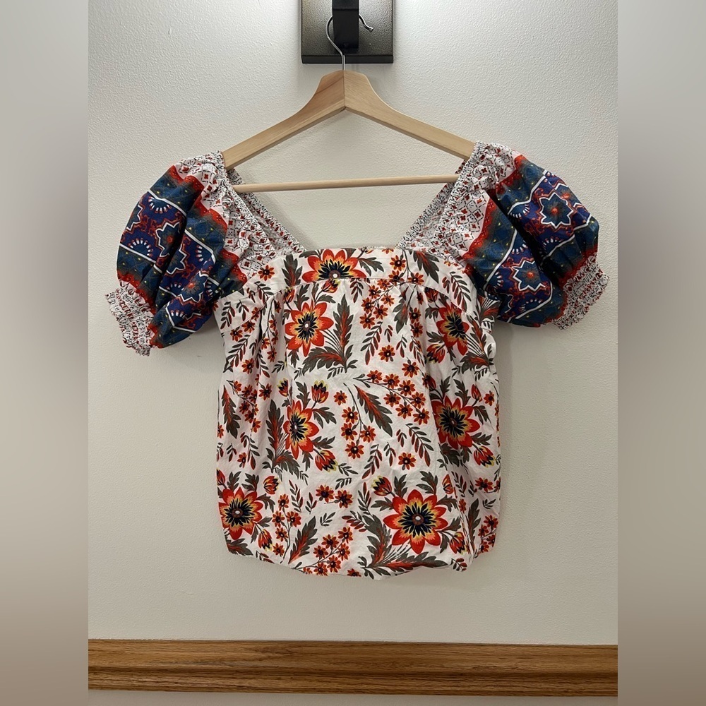 EUC Joie Cleona Floral Poof Sleeve Baby Doll Top Size Small Retails $168